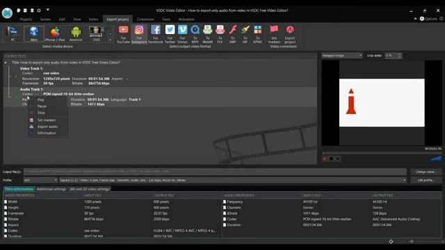 Export Only Audio From A Video In VSDC Free Video Editor