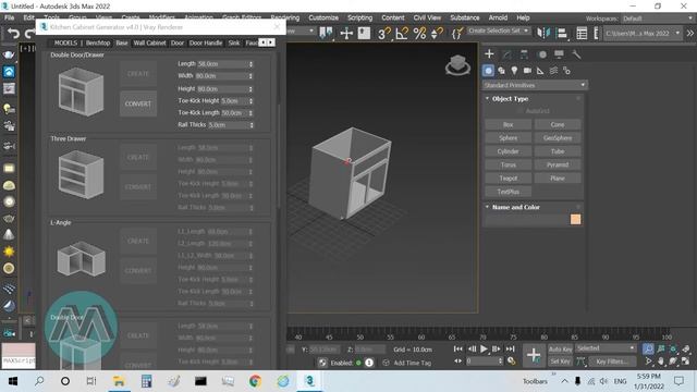 3DS Max 2022 Tutorial - Very fast cabinet design with Kitchen Cabinet Generator смотреть онлайн