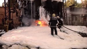 Пожар и тушение трансформатора 110кВ
