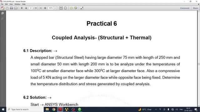CAE Expt. No. 4 Coupled Analysis- (Structural + Thermal) смотреть онлайн