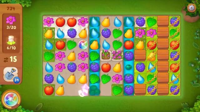Gardenscapes Level 734 Walkthrough "No Boosters Used" смотреть онлайн