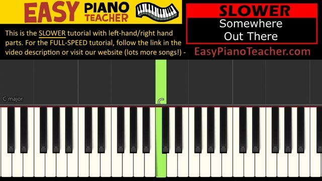 🎹 EASY piano: Somewhere Out There SLOW keyboard tutorial (An American Tail) by #EPT with note names смотреть онлайн