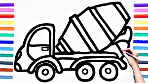 Как нарисовать ГРУЗОВИК ЦЕМЕНТОВОЗ поэтапно для детей / Уроки рисования
