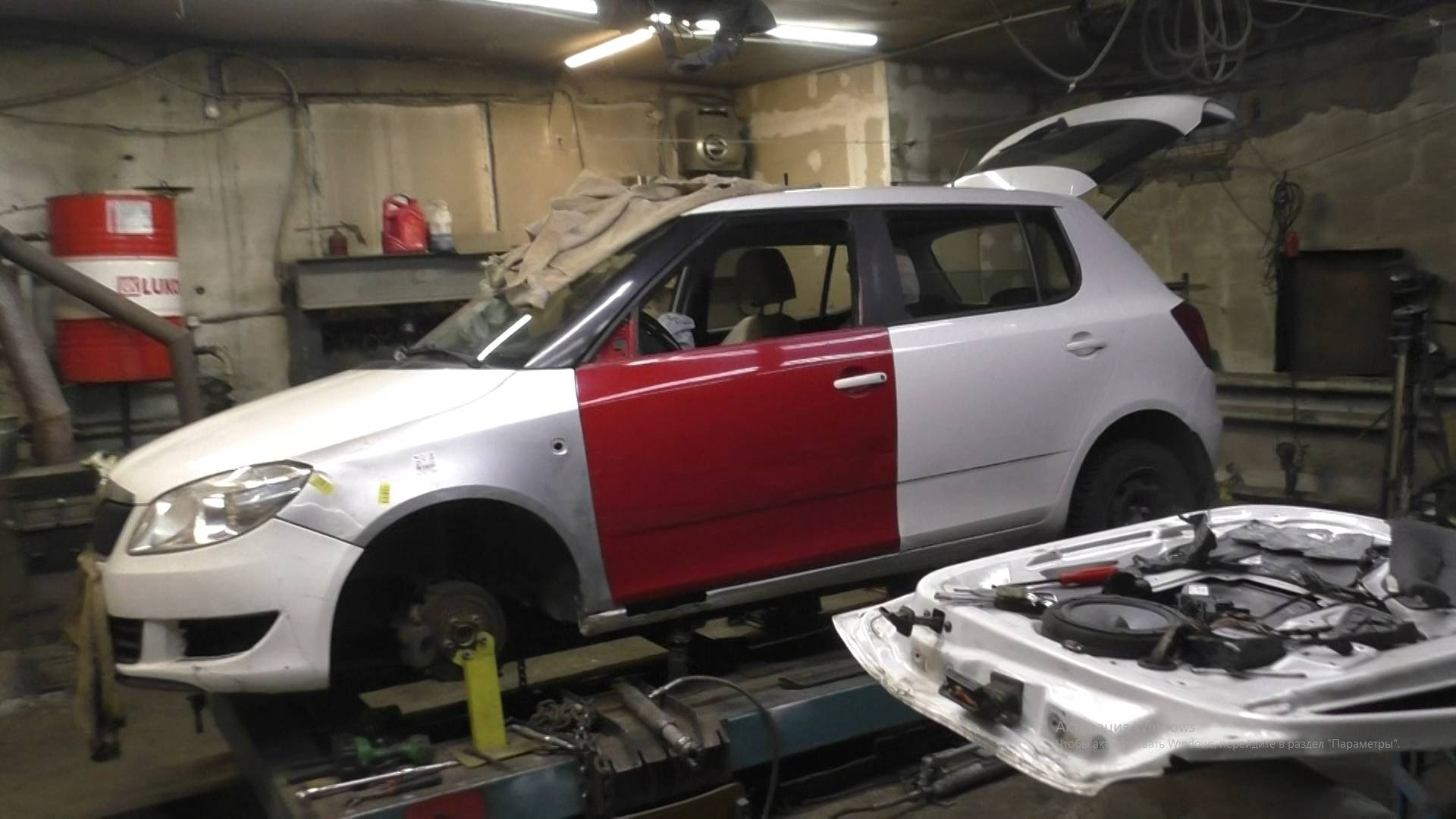 Škoda Fabia удар в водительскую стойку ч.2