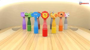 Учим ЦВЕТА и ЗВУКИ животных - боулинг | Видео для малышей | Детский развивающий мультик 1+