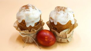 Кулич на кефире без яиц. Куличи в чашках в духовке. Сахарная глазурь без яиц