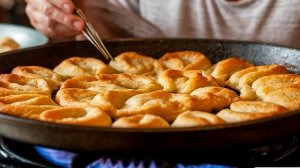 Мама печёт пироги.  Пирожки с картошкой мягкие как пух.