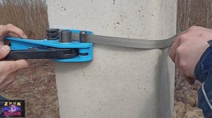 Маркировка опор с применением натяжителя ПП и ПЭТ лент