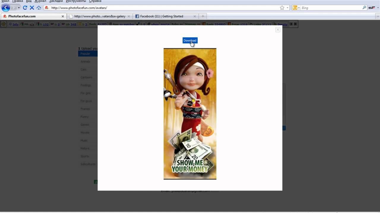 how to create avatar (profile picture) for Facebook - PhotoFaceFun.com смотреть онлайн