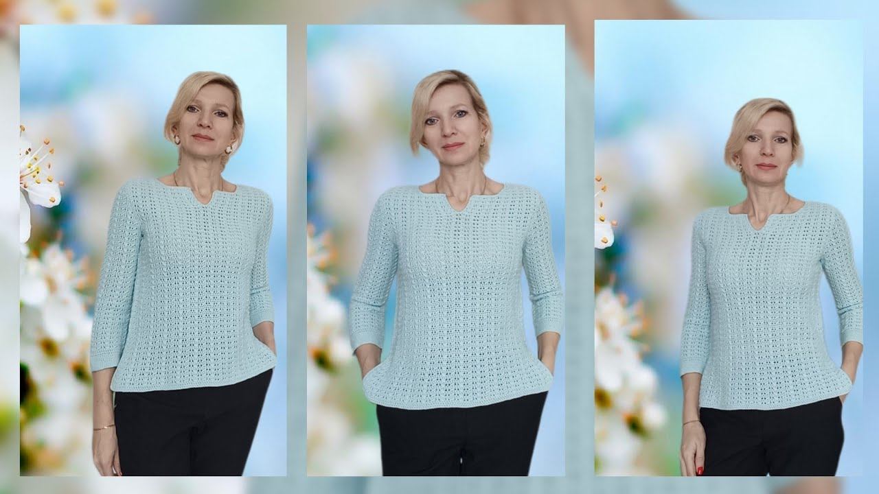 Базовый джемпер крючком "Весенний"./ МК смотреть онлайн