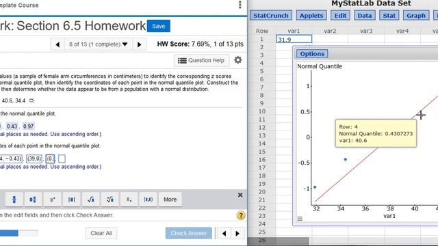 [6.5.17-T] Creating a normal quantile plot to find z-scores смотреть онлайн