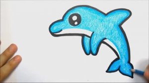 КАК НАРИСОВАТЬ ДЕЛЬФИНА КАВАЙИ и раскрасить его
