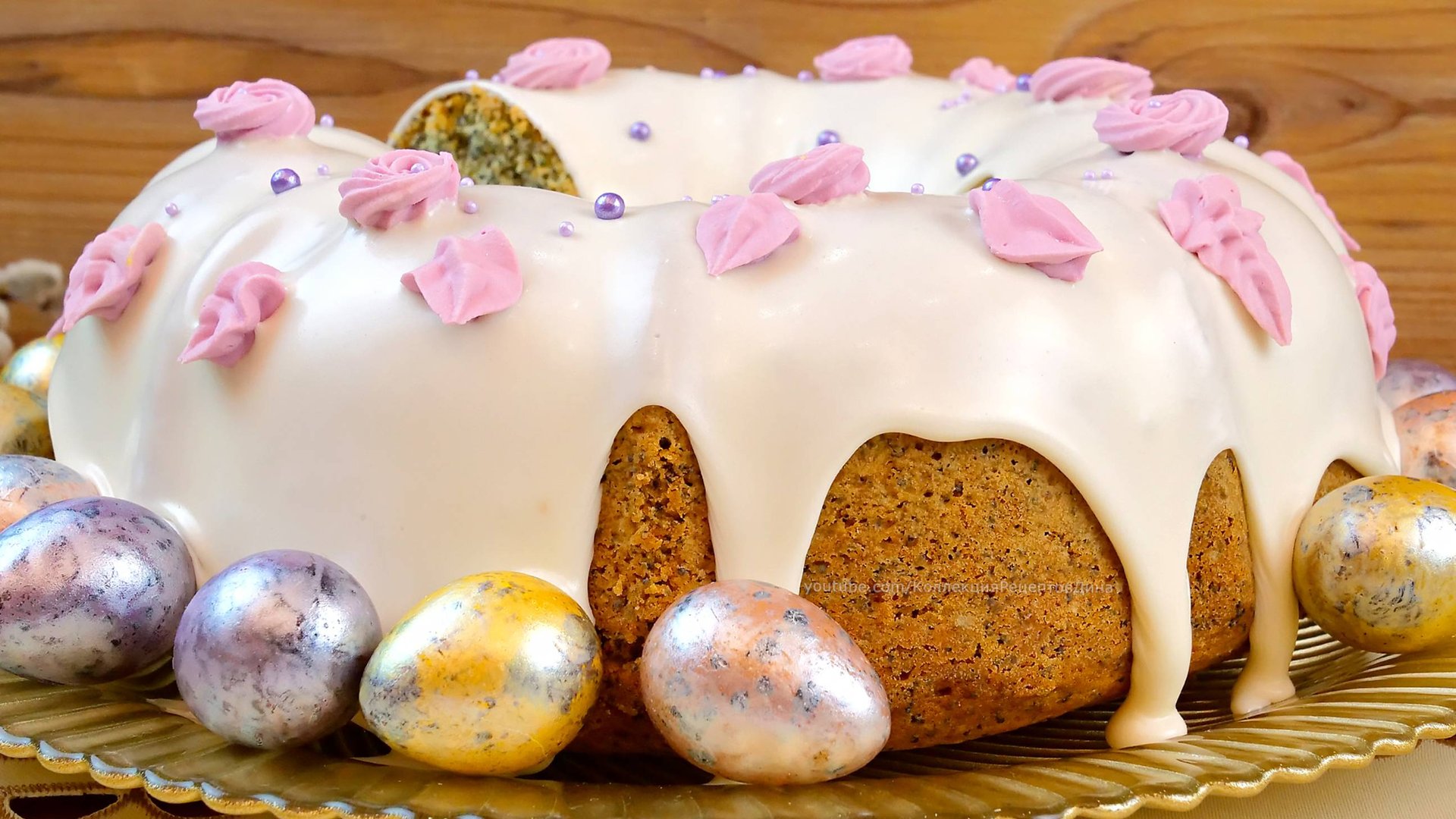 Глянцевая молочная глазурь для куличей и кексов на сгущенном молоке! Глазурь без белков! смотреть онлайн