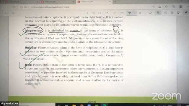 Mineral and Nutrion L-02 | 21/02/2022 | Mangesh Sir | Biology 11th | B3 | VSA смотреть онлайн