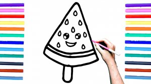 Как нарисовать МОРОЖЕНОЕ АРБУЗ поэтапно для детей / Уроки рисования