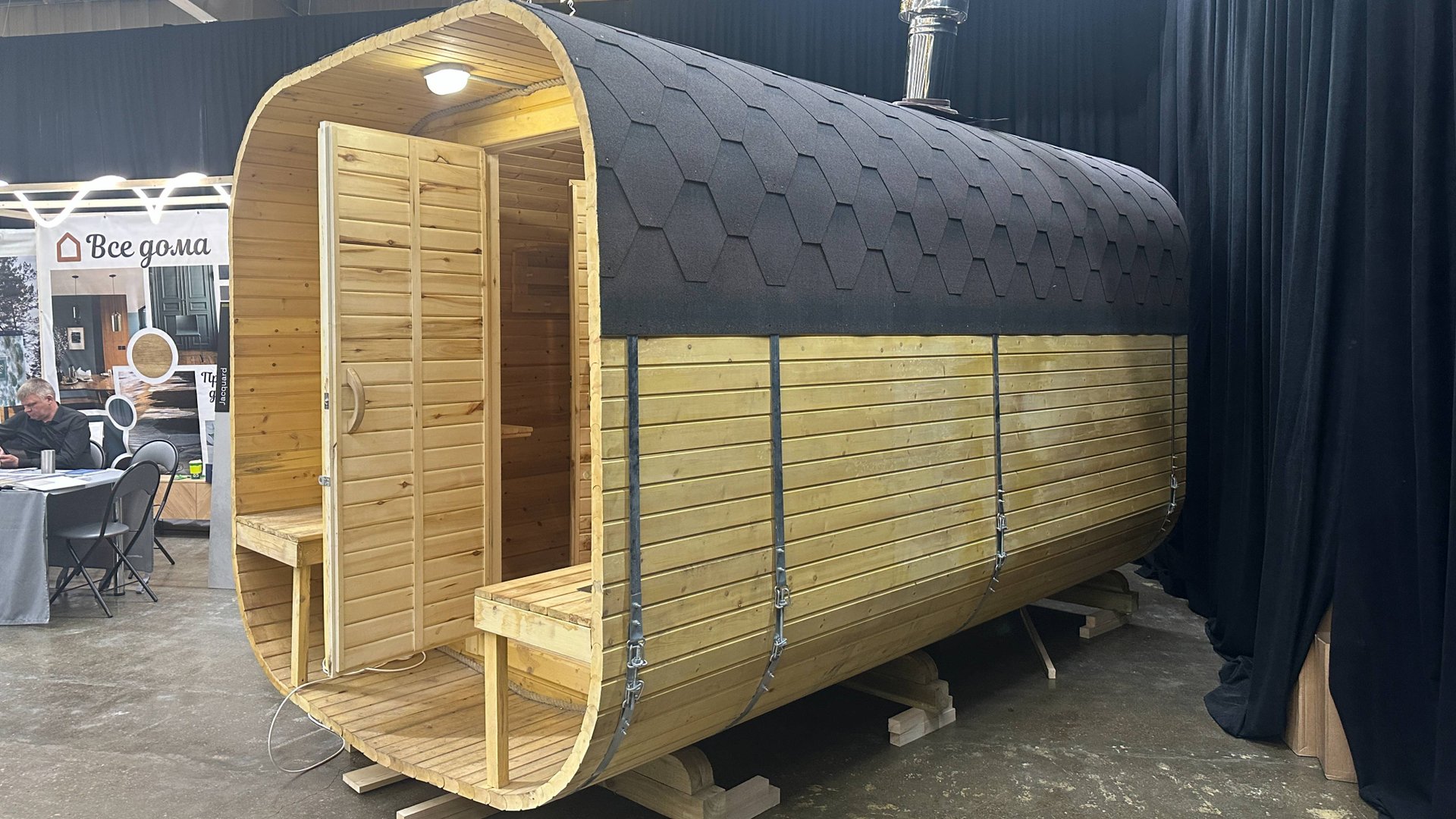 Готовая баня-бочка 4х2.2 смотреть онлайн