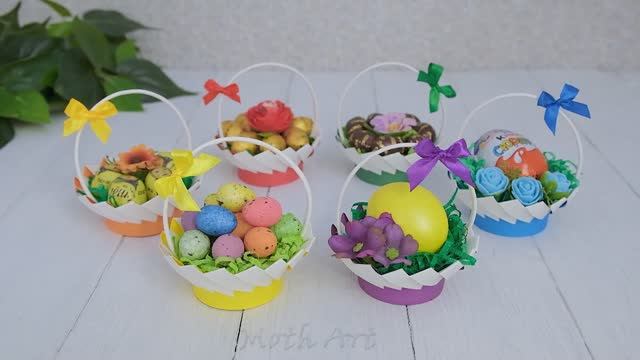 Украшения для Пасхи! Корзиночки из бумажных стаканчиков! Пасхальный декор! Подарок своими руками! смотреть онлайн