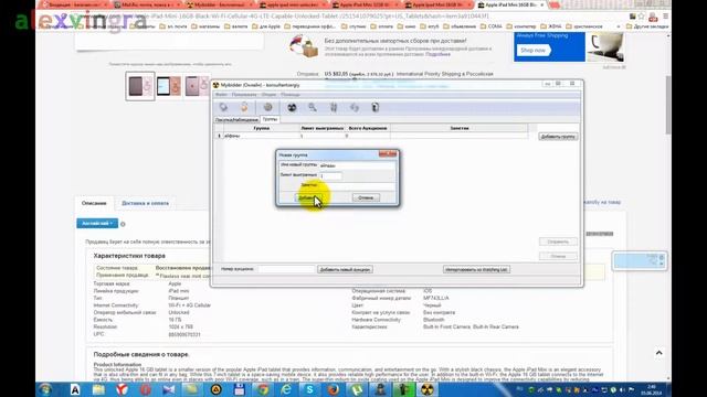 Настройка функции группы в пограмме Myibidder Sniper for eBay смотреть онлайн