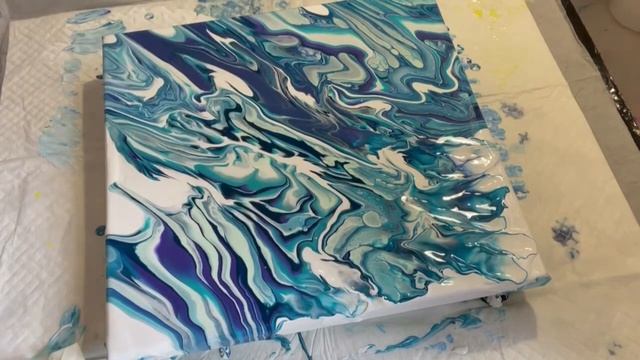 Acrylic Pour Abstract Swirls in Blues смотреть онлайн