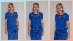 Васильковая блуза крючком./Подробное видео-описание.