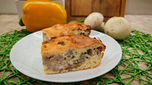 Заливной пирог с фаршем на кефире. Много начинки и мало теста.