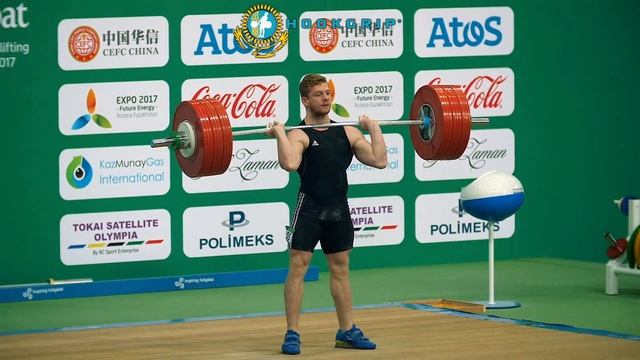 Albert Linder (69, 21 y/o) - 187kg Clean and Jerk @ 2017 Asians смотреть онлайн