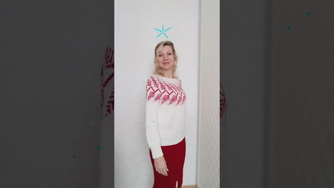 Вяжем и создаём своими руками. Джемпер с жаккардовой кокеткой. смотреть онлайн