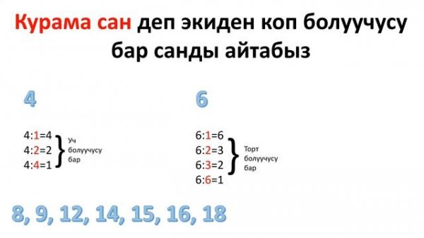 жонокой жана курама сандар ЖРТга даярдык 1 сабак