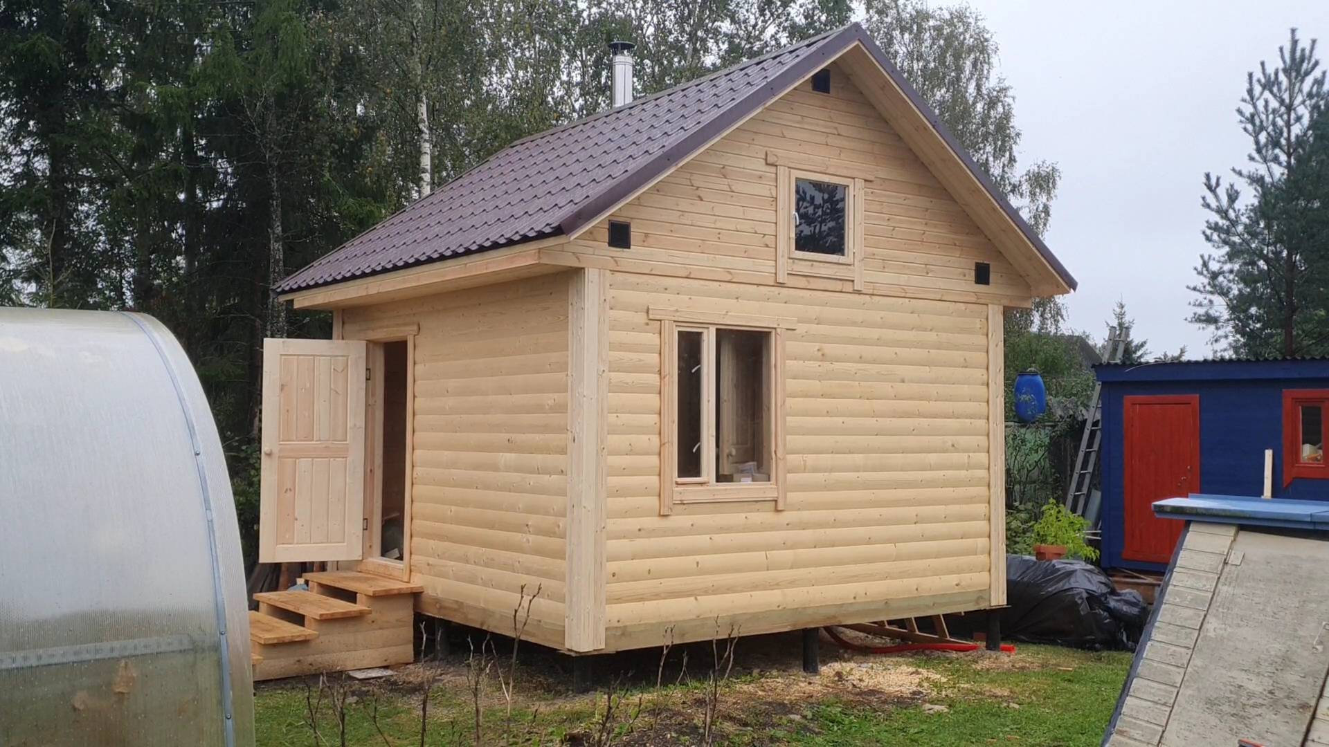 СК Заказ-Дом: проект популярной бани из профилированного бруса, строительство бань под ключ Пестово смотреть онлайн