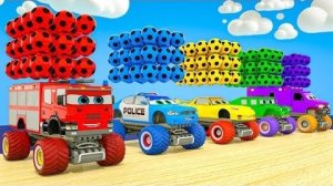 Песенка Старого Макдональда + Песенка-сюрприз из яйца - Учим цвета с мультяшными грузовичками |