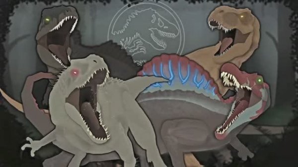 Индоминус Рекс и Гигантозавр против Тиранозавра Рекса и Спинозавра