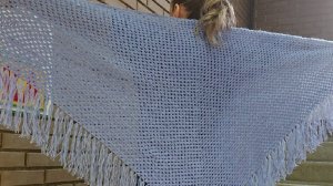 Обзор шали, связанной крючком,, бабушкин квадрат,, 🌺🌺🌺