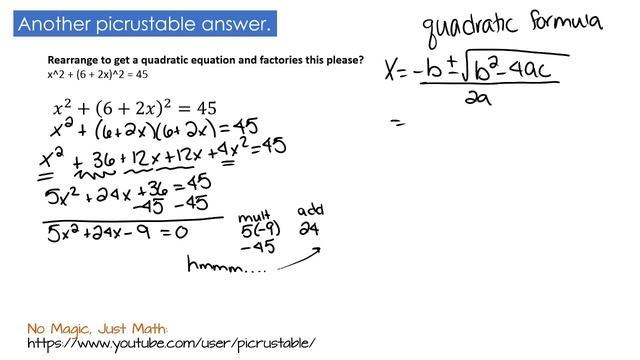 x^2 + (6 + 2x)^2 = 45 Quick Yahoo Answer смотреть онлайн