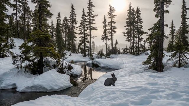 Rabbit's first snow - moving animal - 1 hour of music смотреть онлайн