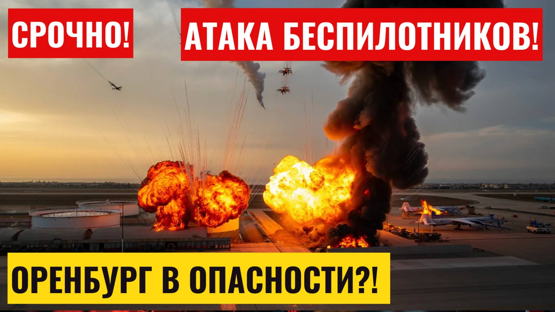СРОЧНО! Атака беспилотников на Оренбург, БПЛА ВСУ атаковали военный аэродром, новости Оренбурга!