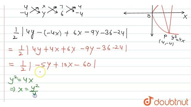 Let P(4,-4) and Q(9,6) be two points on the parabola, y^2=4x and let X be any point on the are P... смотреть онлайн