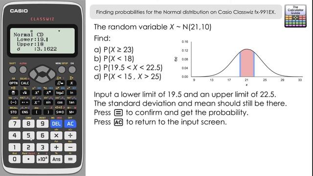 Finding Probabilities For The Normal Distribution On Casio Classwiz fx-991EX fx-570EX смотреть онлайн