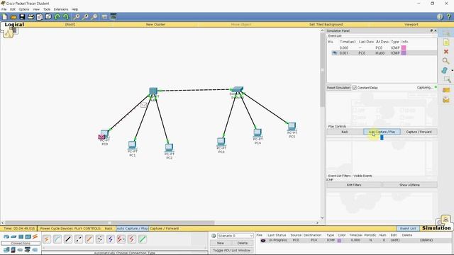 CISCO Packet Tracer - Simulation sending a simple PDU in a hub and switch network смотреть онлайн