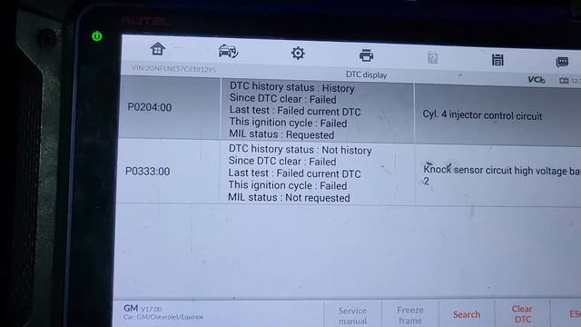 2012 GM/Chevrolet/Equinox P0204:00 Cylinder 4 InJector Control Circuit Diagnostic Result part 1 смотреть онлайн