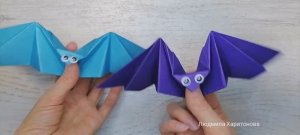 Как из бумаги сделать летучую мышь,которая машет крыльями. Оригами Летучая мышь.