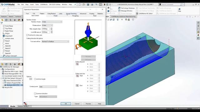 CAMWorks 4 Axis Tutorial-4 Simultaeous Machining Toolpath смотреть онлайн