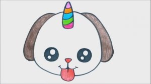 КАК НАРИСОВАТЬ МОРДУ СОБАКИ ЕДИНОРОГА ЛЕГКО ШАГ ЗА ШАГОМ