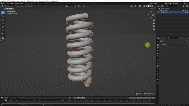Blender how to make a spring 3d model with screw modifier смотреть онлайн