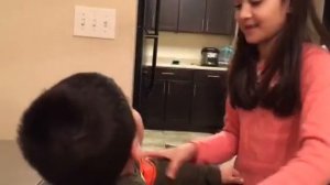 Baby boy enjoys sister's kisses | Baby brother and sister fun moments #kiss #kissing #baby