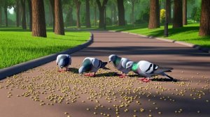 3D Голуби в парке // ФУТАЖ