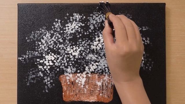 Baby's Breath Painting for Beginners / Black Q-Tips Painting Technique / Easy creative art смотреть онлайн