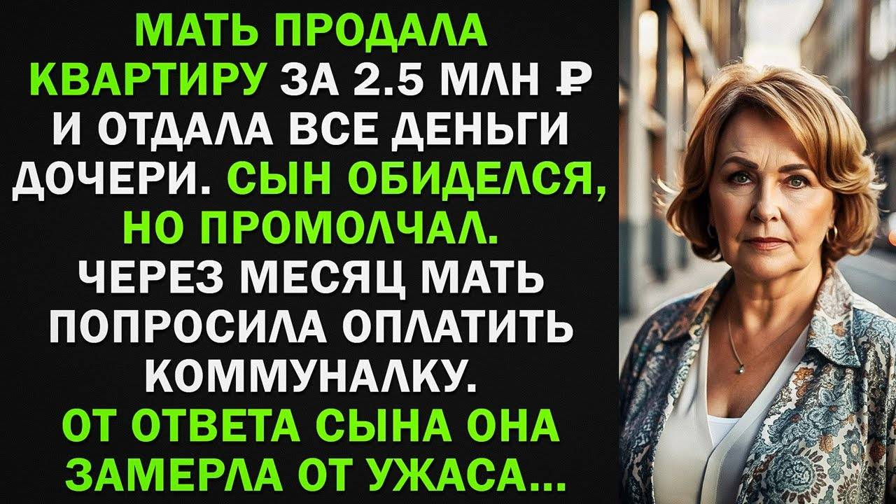 Мать продала квартиру за 2.5 млн рублей и отдала все деньги сестре. Сын обиделся, но промолчал. смотреть онлайн