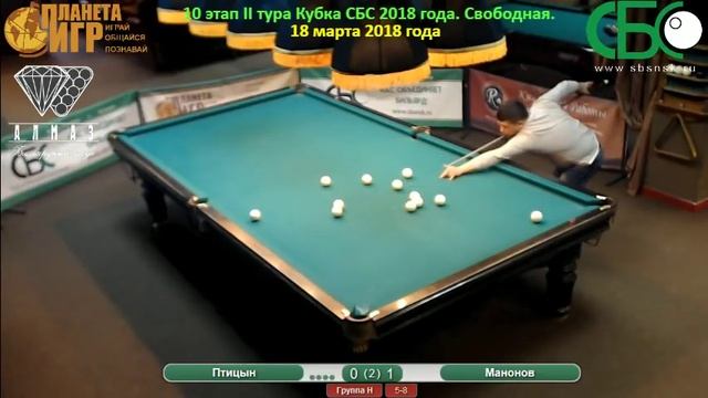 Птицын - Манонов. 10 этап II тура Кубка СБС 2018 года. смотреть онлайн