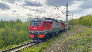 Ползёт сквозь «Московские джунгли». ЭП2К-229 с составом поезда Москва - Санкт-Петербург