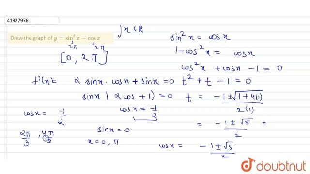 Draw the graph of y=sin^(2)x-cosx | 12 | CURVE TRACING | MATHS | CENGAGE | Doubtnut смотреть онлайн